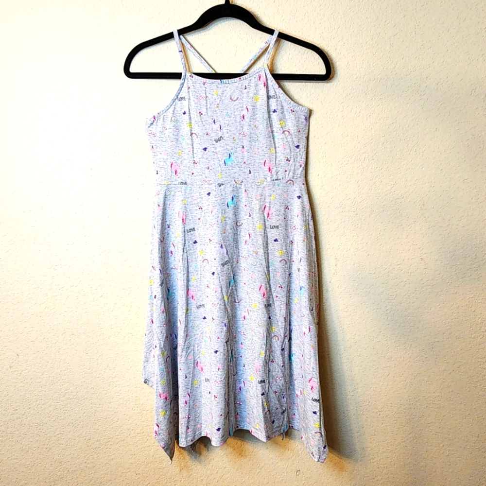 Jumping Beans Light Gray Sleeveless Dress w/ Shark Bite Hem | Girls Size 12